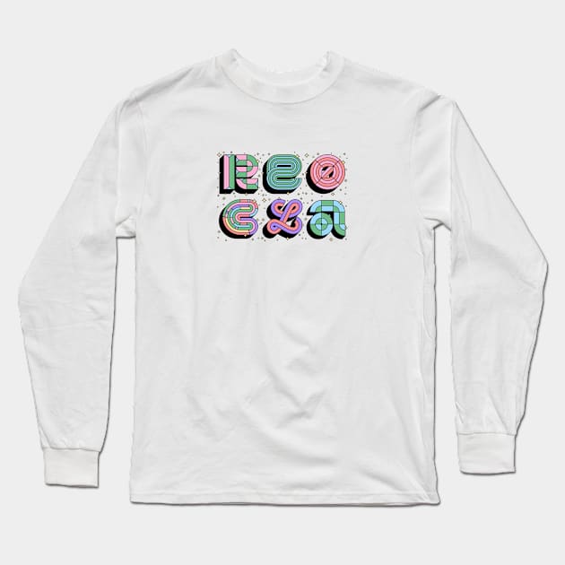 Vintage Retro Futuristic Pastel Color Long Sleeve T-Shirt by REOCLA
